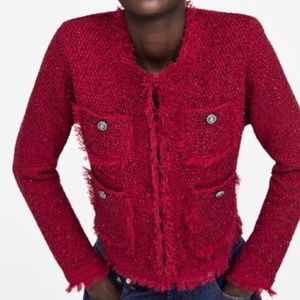 Zara Tweed Fringe Jacket/Cardigan
